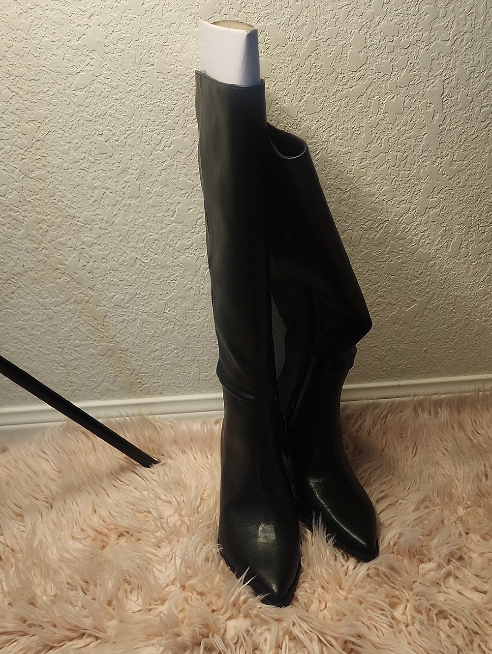 Black Over-the-Knee Pointed-Toe Women's Boots